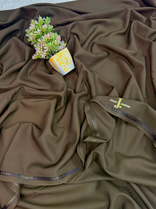 Junaid Jamshed Premium Wash & Wear Unstitched Suit – Olive Brown