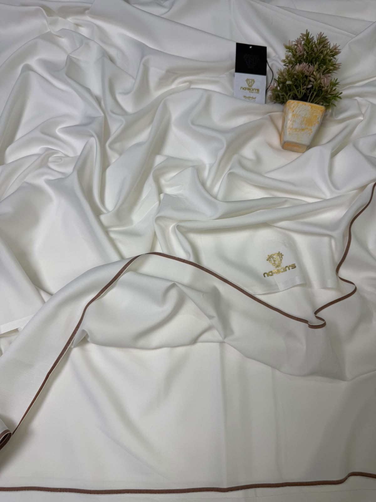 Narkins Premium bright China Boski Unstitched Suit – Snow White | Summer Sale 2026