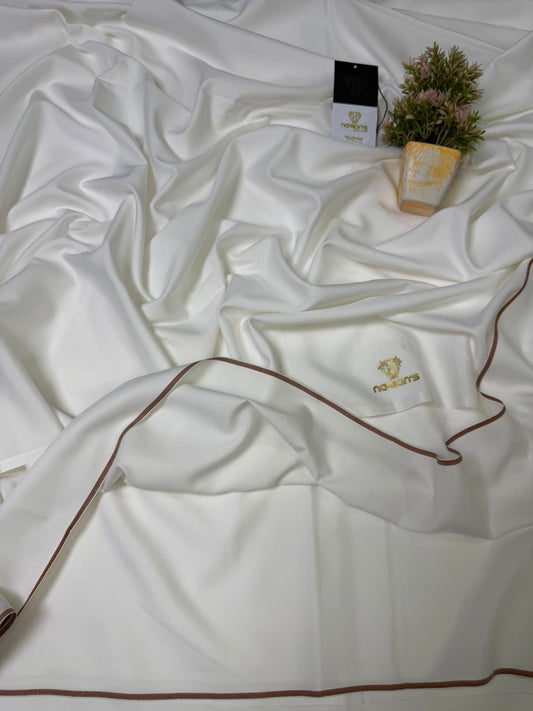 Narkins Premium bright China Boski Unstitched Suit – Snow White | Summer Sale 2026